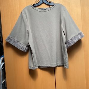 Zara top with faux fur trim on sleeves!